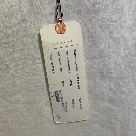 NWT 0039 Italy Linen Happy Fancy Eyelet Shoulder Cover Up Top  One Size - Picture 5 of 8